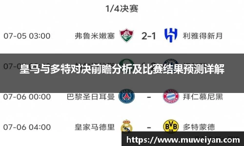 皇马与多特对决前瞻分析及比赛结果预测详解